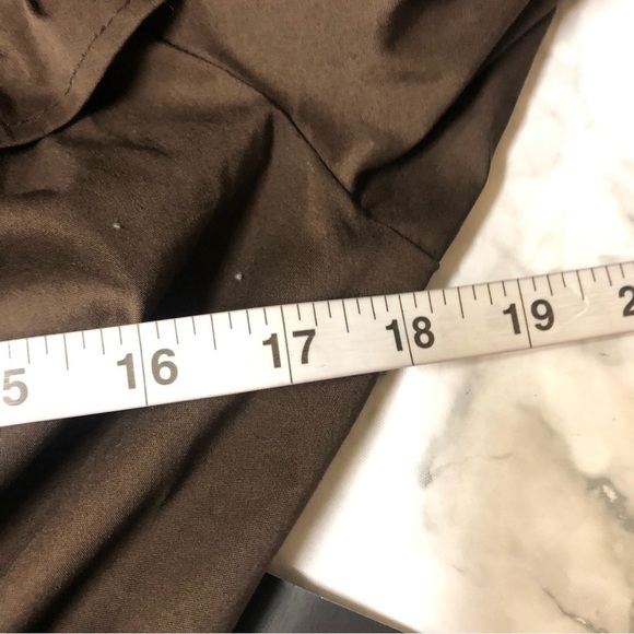 New York & Co Long Brown Dress Off Shoulder Front Slits Deep Pockets Size S NWT - Picture 6 of 6